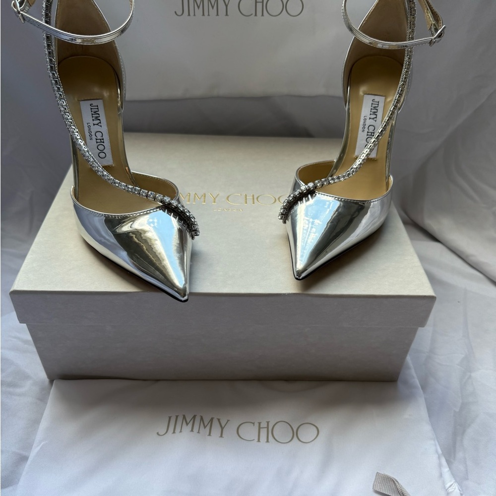 Jimmy Choo Silver Metallic Heels